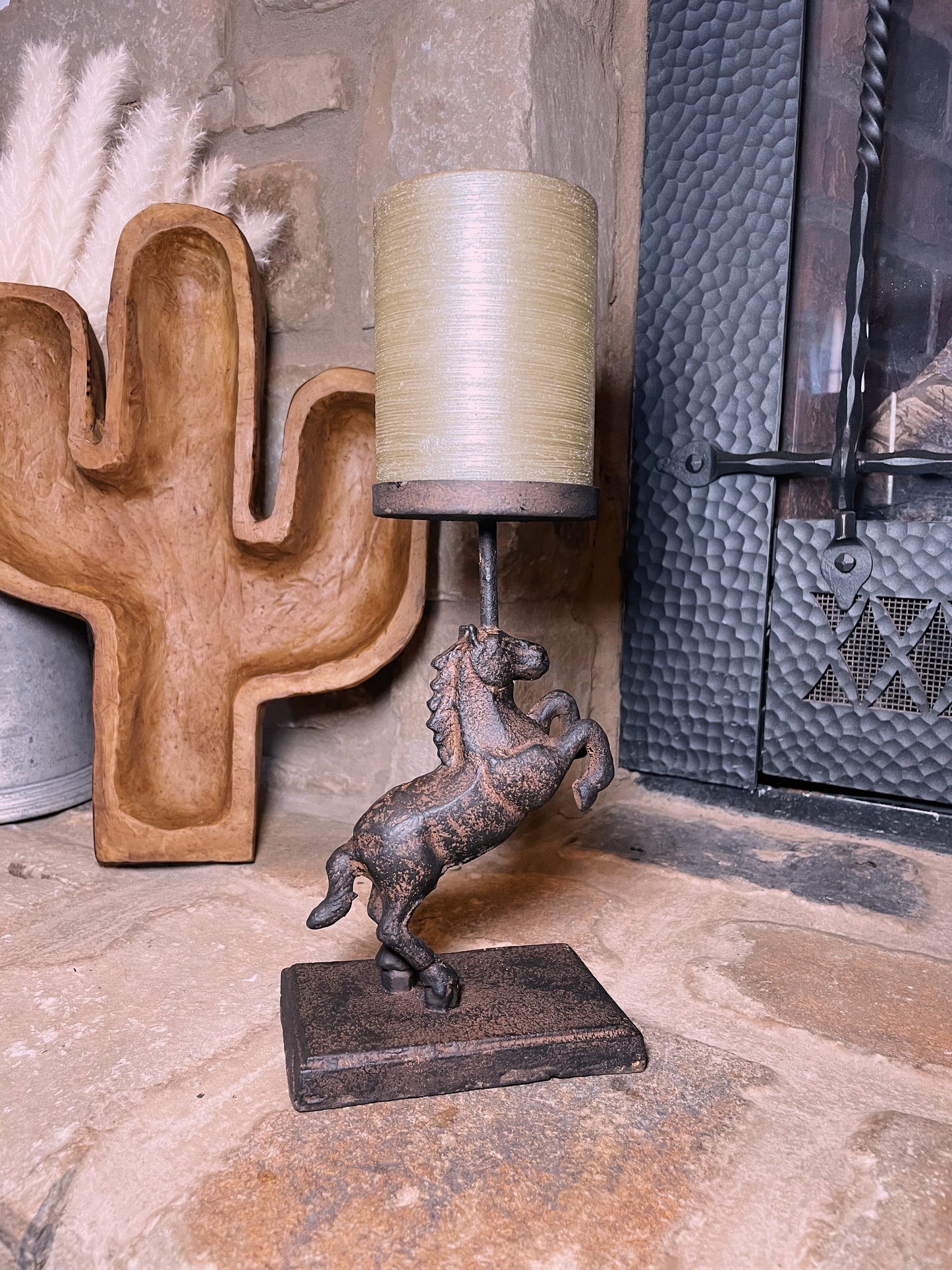 Rearing Horse Pillar Candle Holder