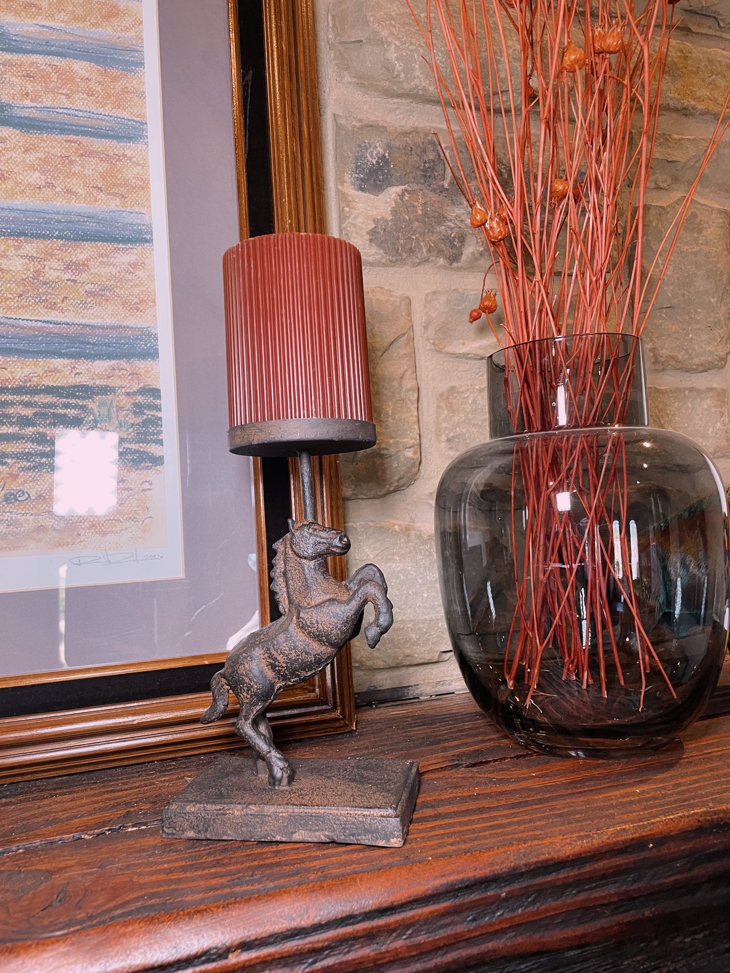 Rearing Horse Pillar Candle Holder