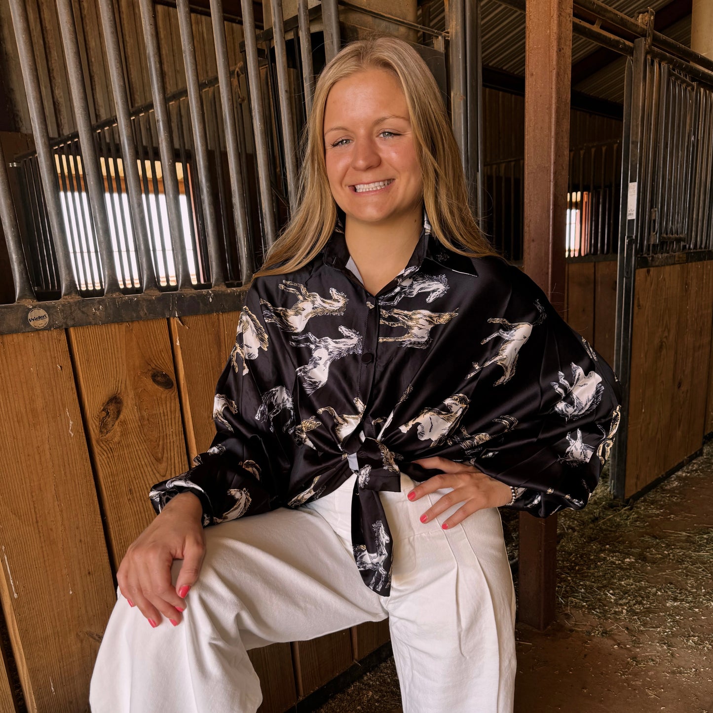 Black Shadow Rider Silk Top