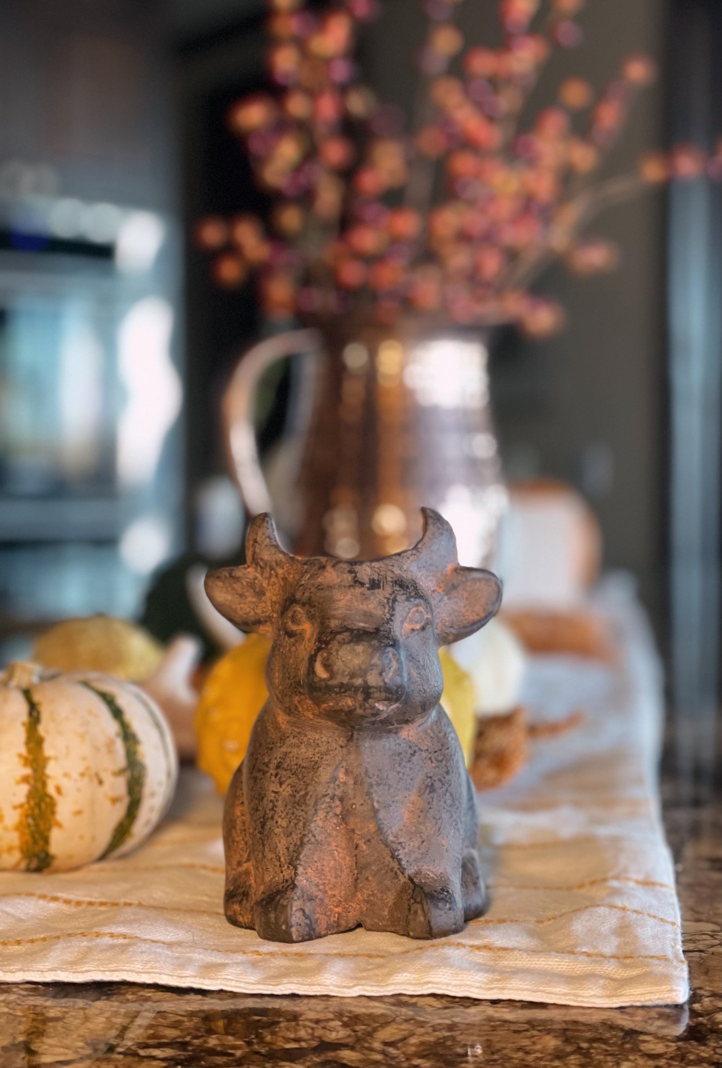 Rustic Mini Table Top Bull