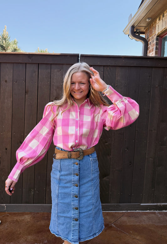 Pink Gingham Blouse