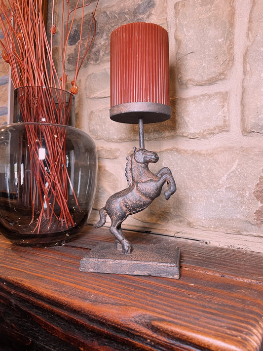 Rearing Horse Pillar Candle Holder