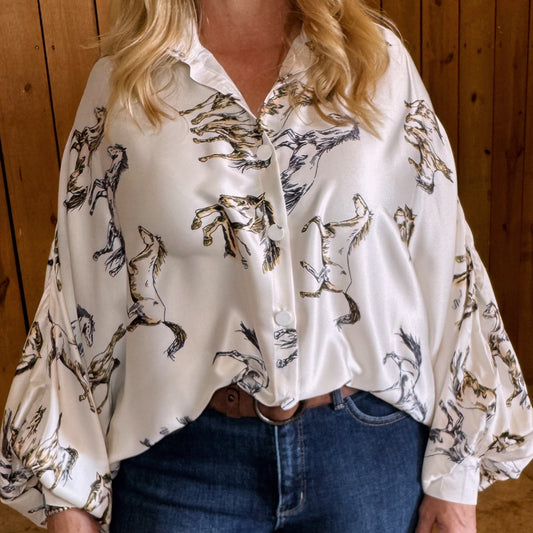 Ivory Shadow Rider Silk Top