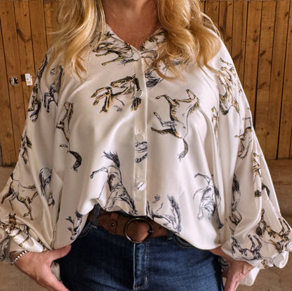 Ivory Shadow Rider Silk Top